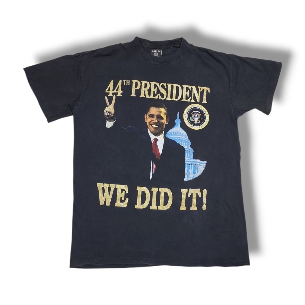 Vintage Barrack Obama Shirt Mens 2XL‎ XXL Black 2000s 44th President Y2K Logo